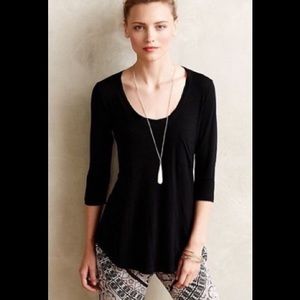 Anthropologie Scoopneck Pocket Shirt w/ 3/4 Sleeve